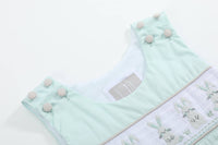 Misty Blue Easter Bunny Smocked Shortalls