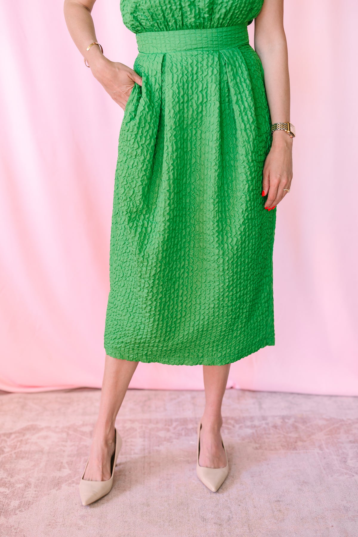 Textured Green Midi