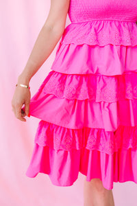 Fuchsia Tiered Ruffle Midi Dress