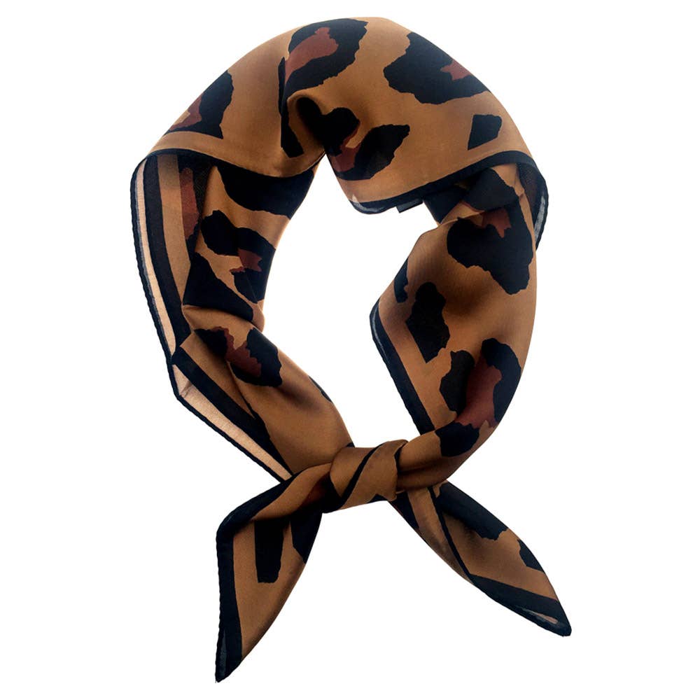 LEOPARD PATTERN SILKY BANDANA SQUARE SCARF
