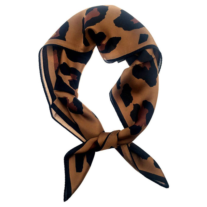 LEOPARD PATTERN SILKY BANDANA SQUARE SCARF