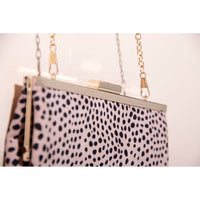 HARDING GOLD FRAME LEOPARD CLUTCH, PINK