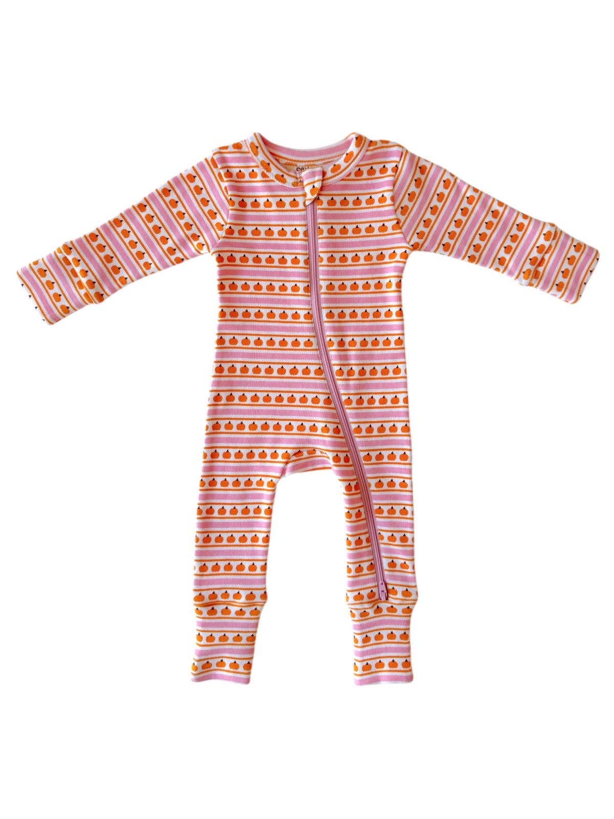 Pink Pumpkin Stripe Romper