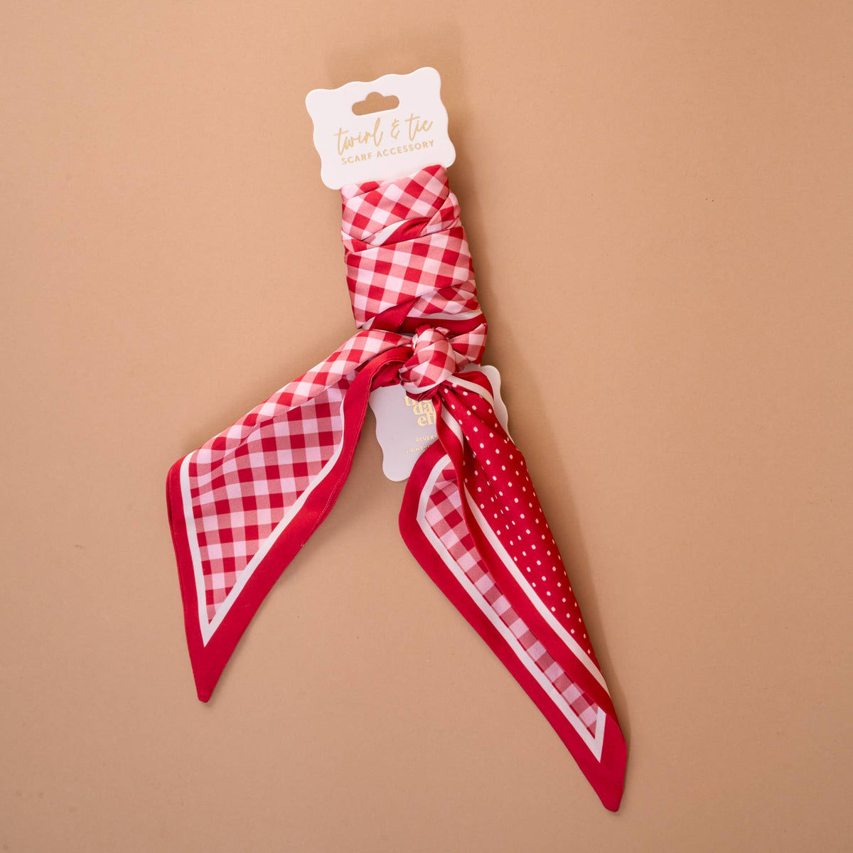 Gingham Red Twirl & Tie Scarf