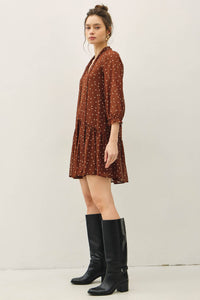 Brown Polka Dot Boho Dress
