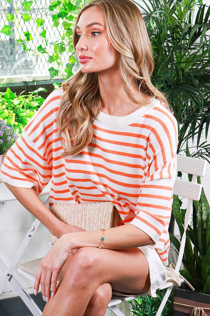 Orange & Cream Striped Top