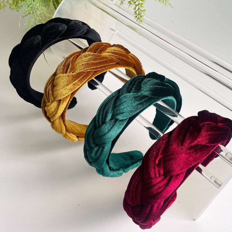 Gold Velvet Braided Headband