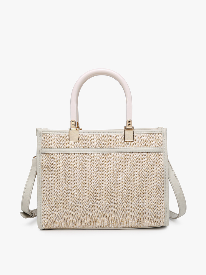 Off White Kaya Rattan Satchel