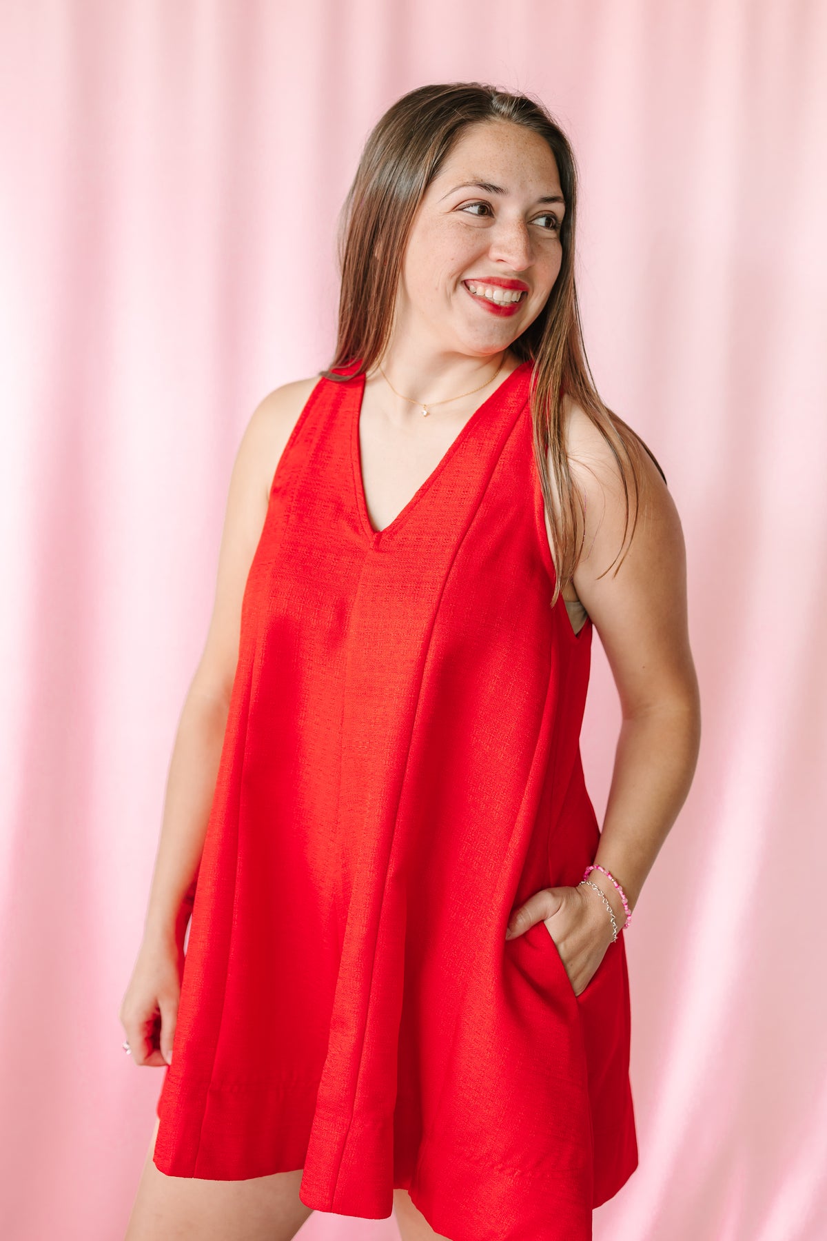 Red Sleeveless Romper