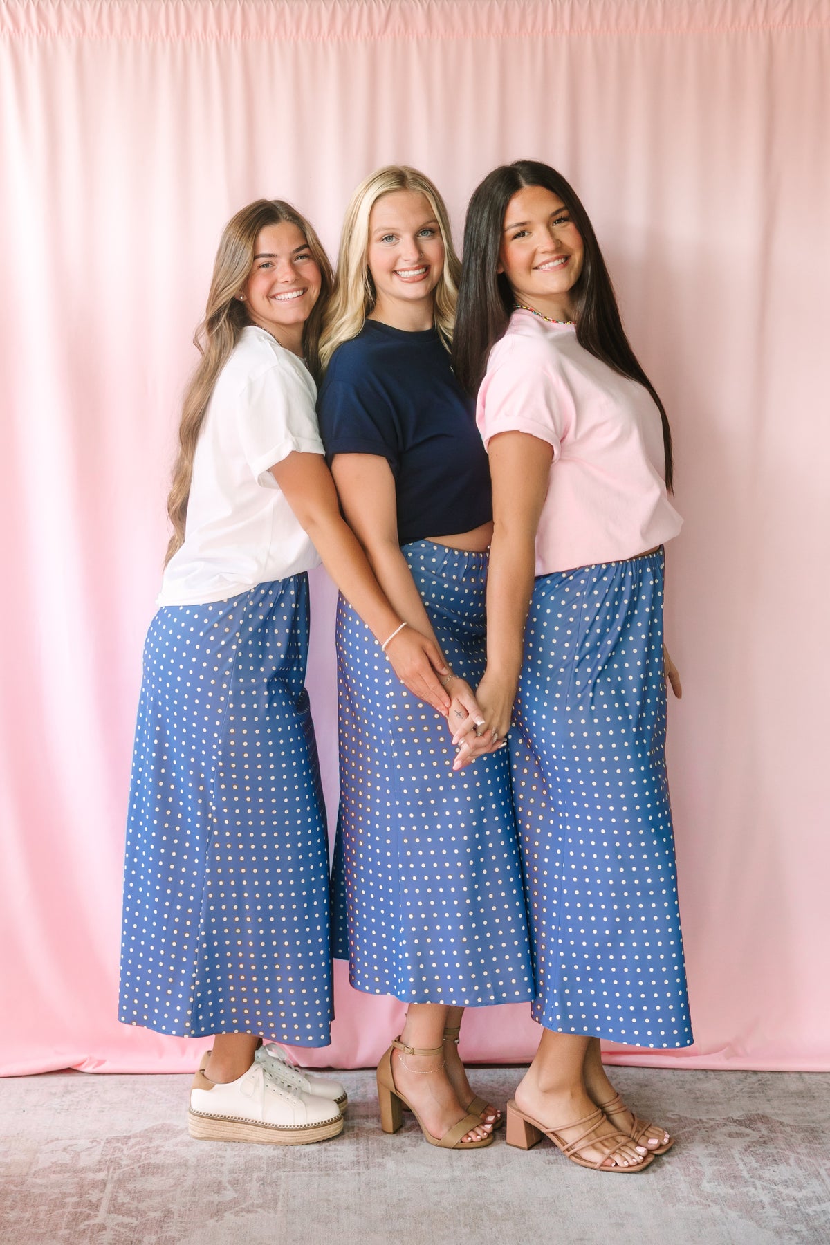 Satin Polka Dot Midi Skirt