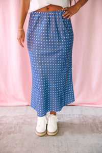 Satin Polka Dot Midi Skirt