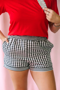 Black Gingham Shorts
