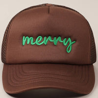 Merry  Embroidery Mesh Back Trucker Hat