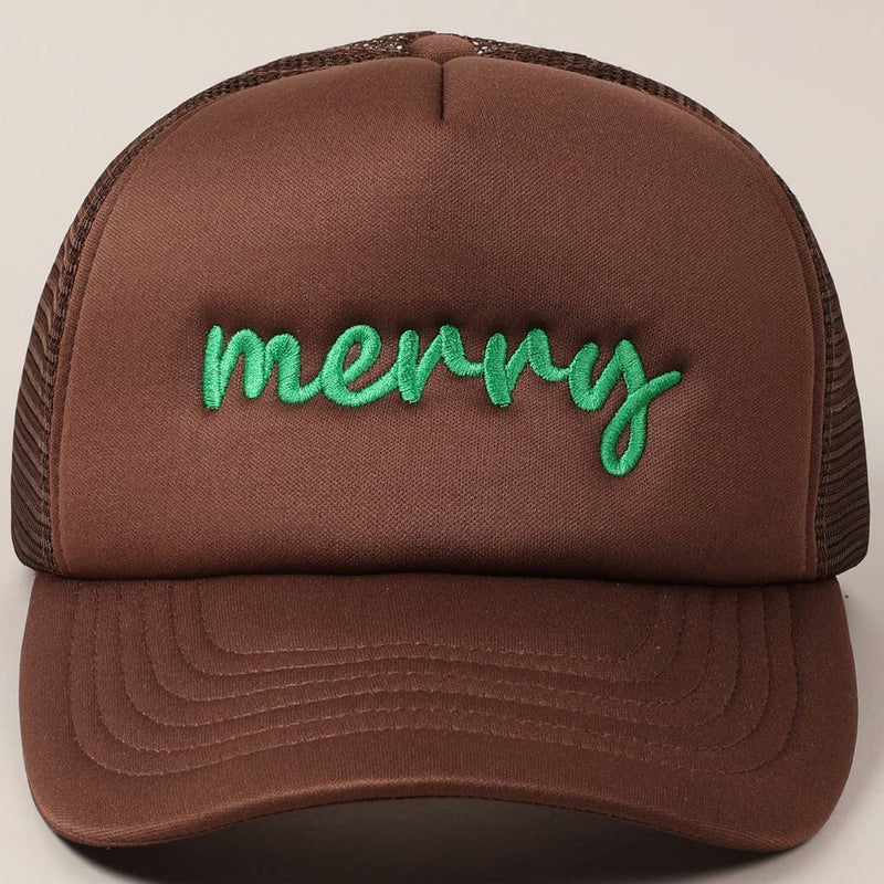 Merry  Embroidery Mesh Back Trucker Hat