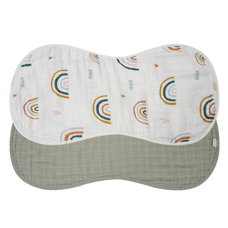 Bamboo Muslin Burp Cloth Set 2-Pack (Rainbow/Apple)