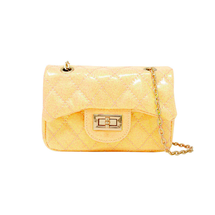 Yellow Quilted Sparkle Mini Purse