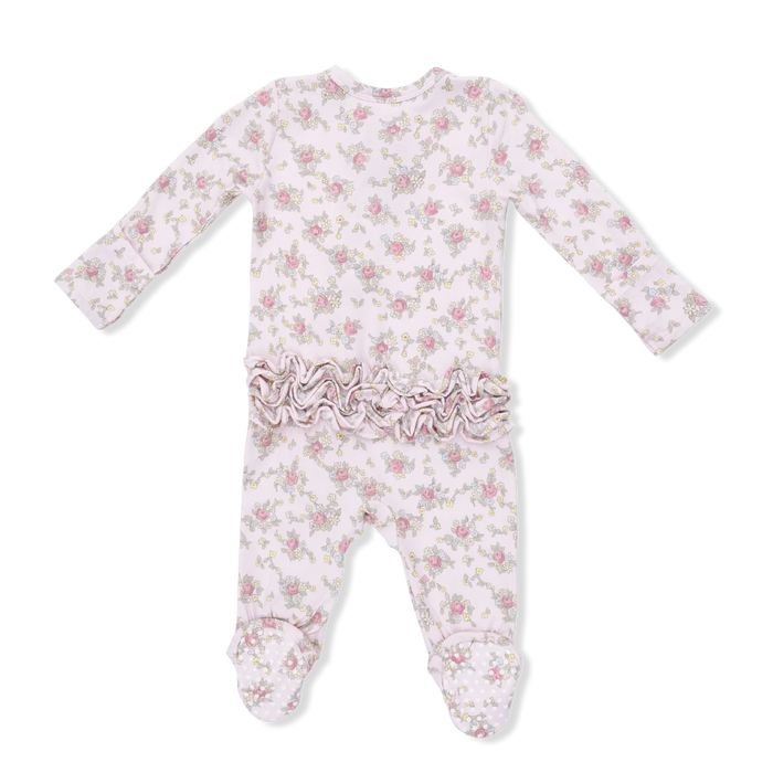 Edith's Rose Garden Ruffle Back Footie
