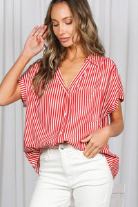 Red Striped Button Down