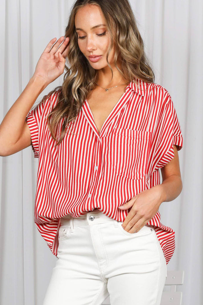 Red Striped Button Down