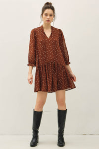 Brown Polka Dot Boho Dress
