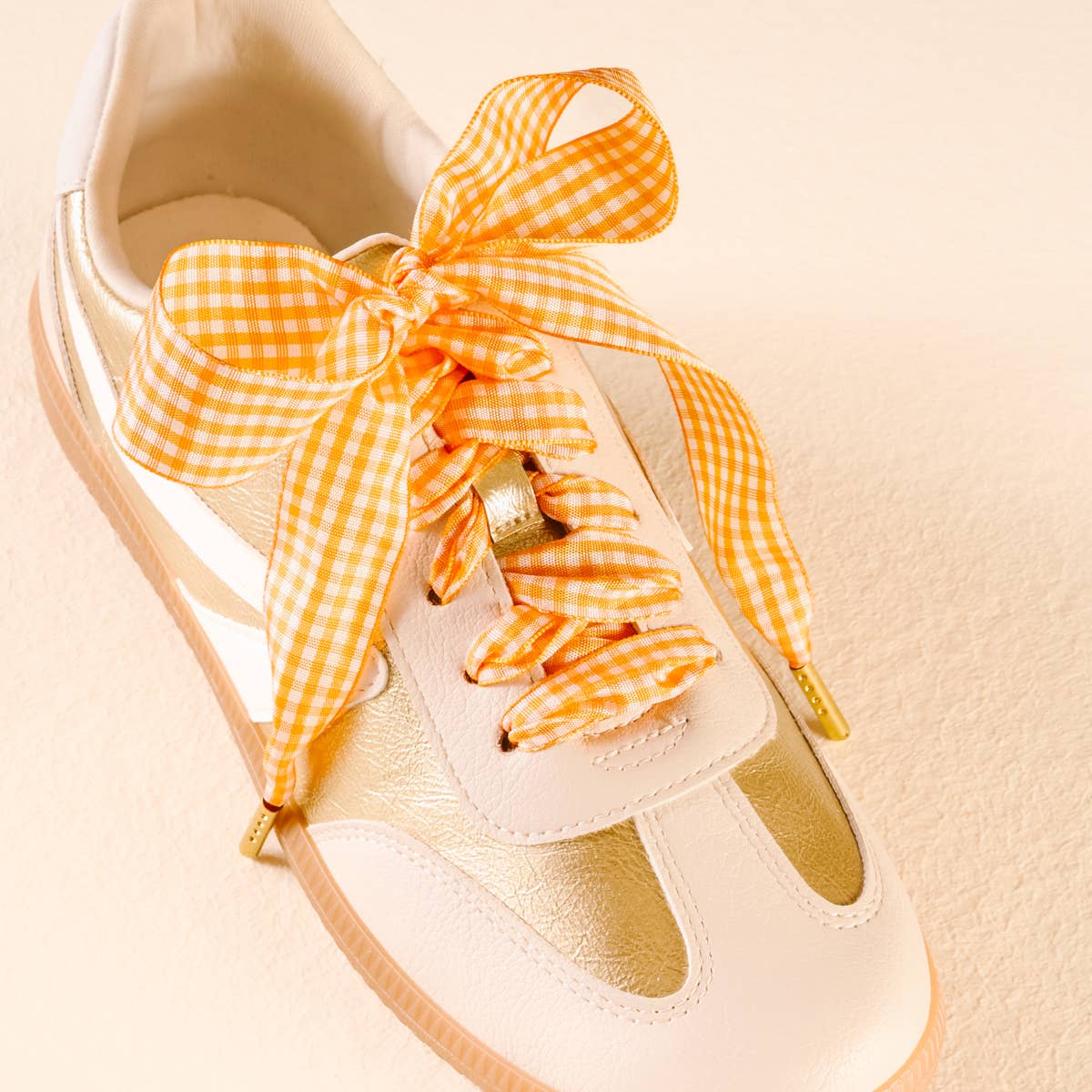 Step It Up Shoelaces–Gingham Orange