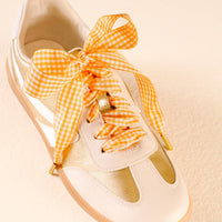 Step It Up Shoelaces–Gingham Orange