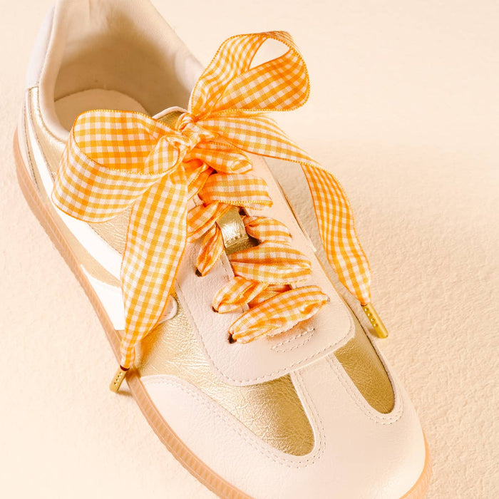 Step It Up Shoelaces–Gingham Orange