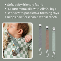 Ali+Oli Linen Pacifier Clips (Flamingo)