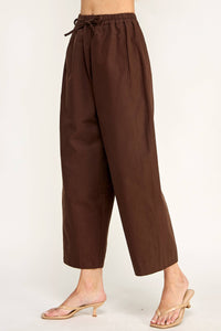 Brown Drawstring Barrel Pants