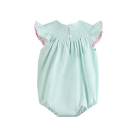 Misty Blue Easter Bunny Smocked Bubble Romper