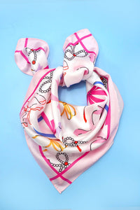 BOW PRINT SILKY FEEL BANDANA SCARF