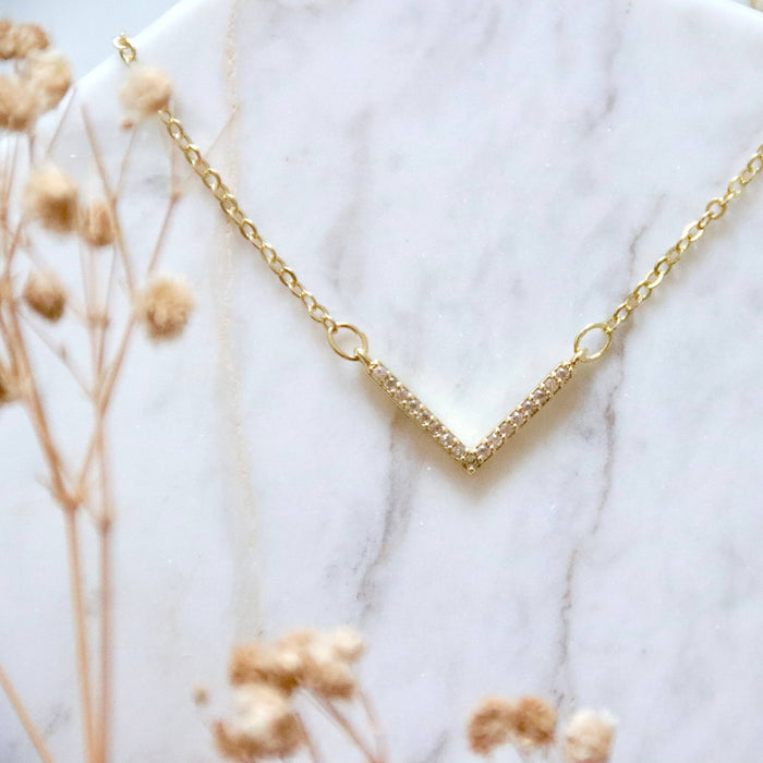 V Shaped CZ Necklace