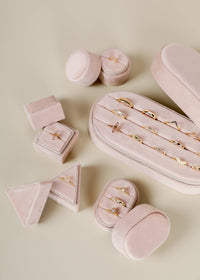 Square Velvet Jewelry Box - Cream