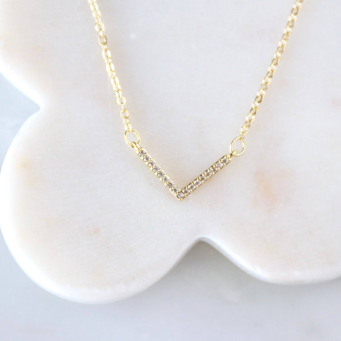 V Shaped CZ Necklace