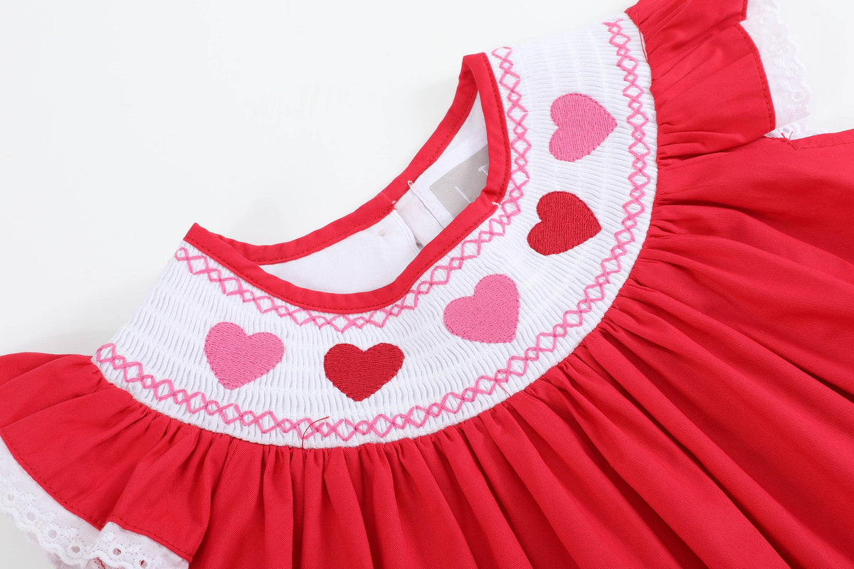 Red Heart Smocked Bishop Dress