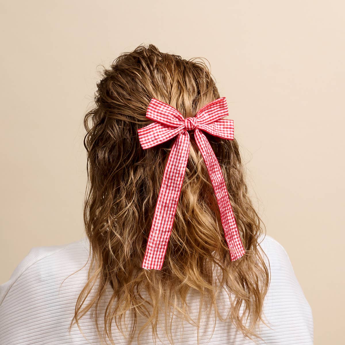 Double Take Hair Bow–Gingham Red