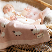 Pink Sheep Receiving Baby Blanket