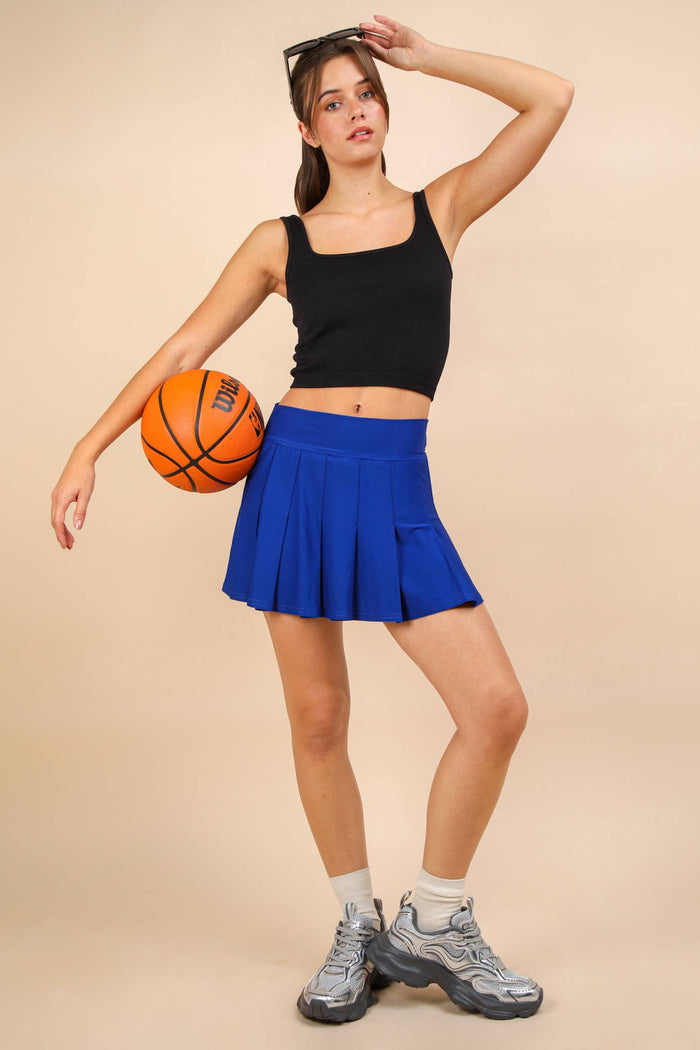Blue Pleated Activewear Skirt