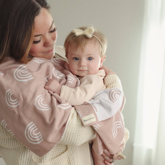 Pink Rainbow Receiving Baby Blanket