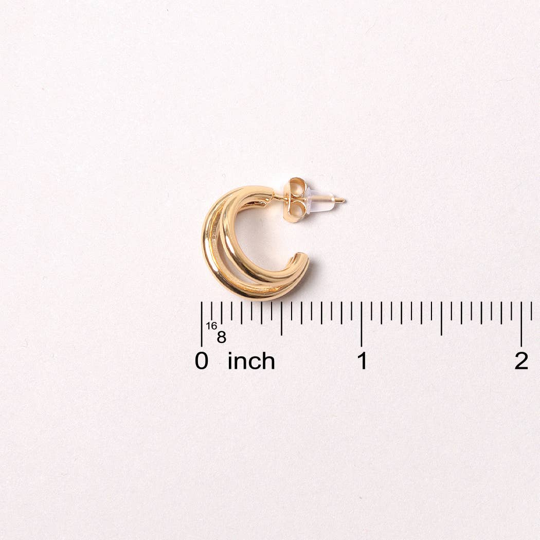 14K Gold-Dipped Double Ring Post Earring