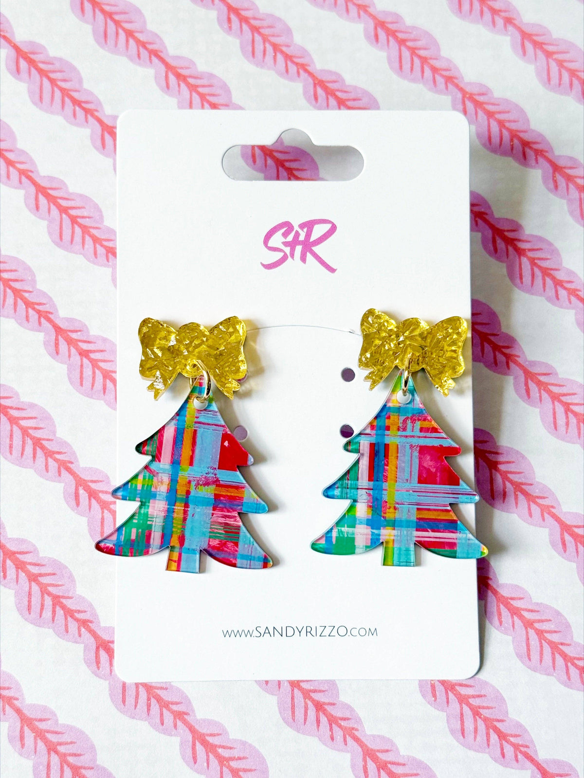Hand-Painted Mad for Plaid Acrylic Art Tree Dangles