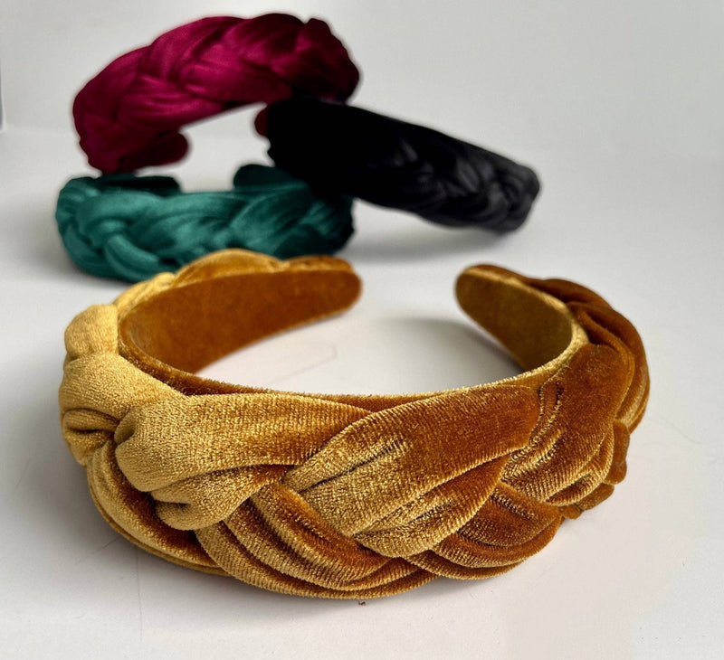 Gold Velvet Braided Headband