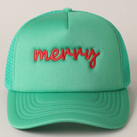 Merry  Embroidery Mesh Back Trucker Hat