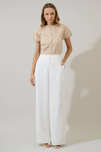 Tan Stripe Button Down Top