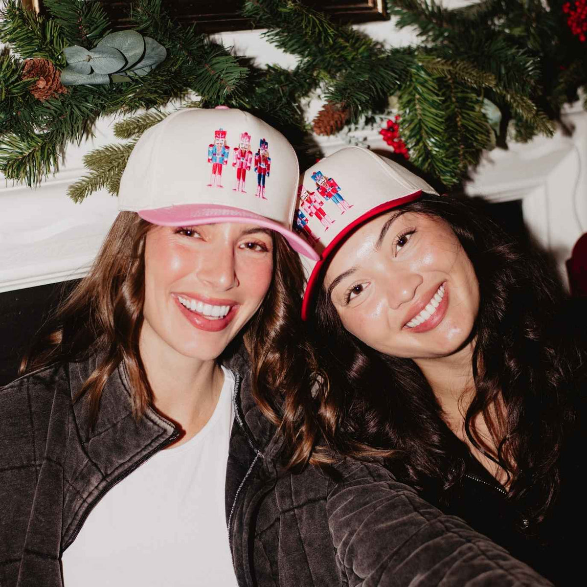 Nutcrackers Vintage Christmas Trucker Hats (Pink)