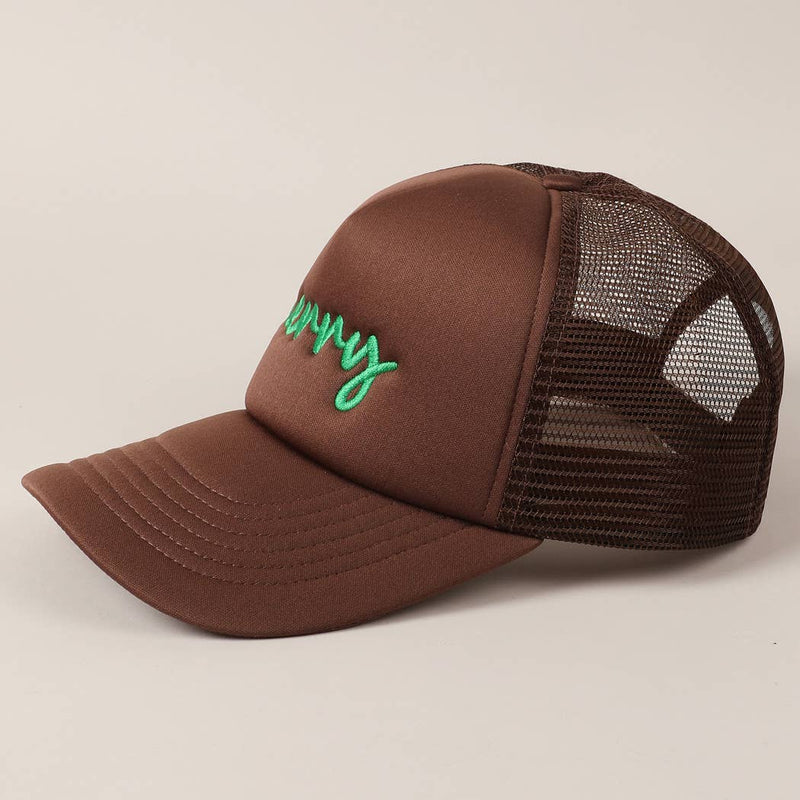 Merry  Embroidery Mesh Back Trucker Hat