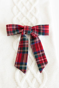 Black & Red Tartan Bow Barrette