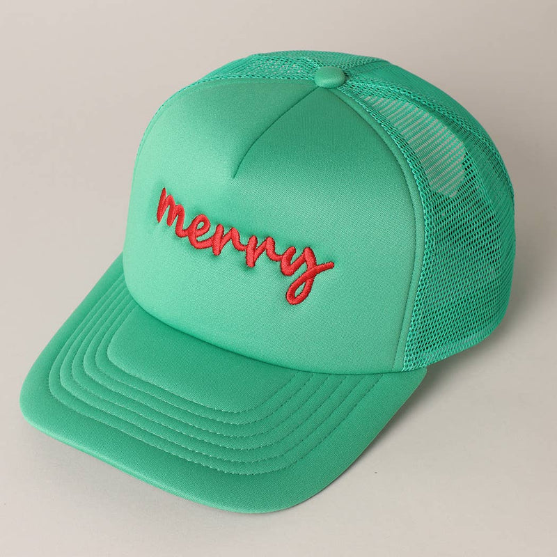 Merry  Embroidery Mesh Back Trucker Hat