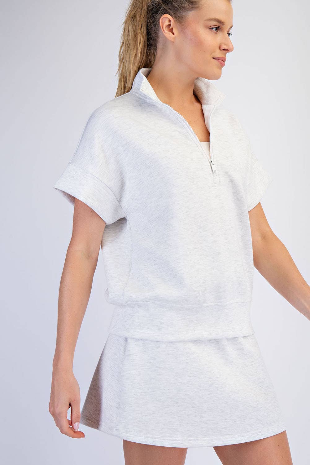 Cream Quarter Zip Top