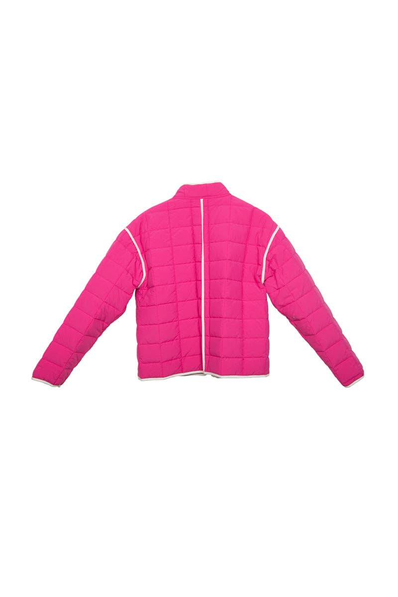 Hot Pink Quilted Trim Jacket